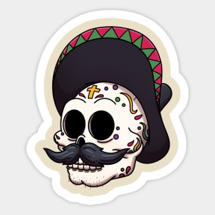 Male Dia De Los Muertos Sugar Skull Sticker